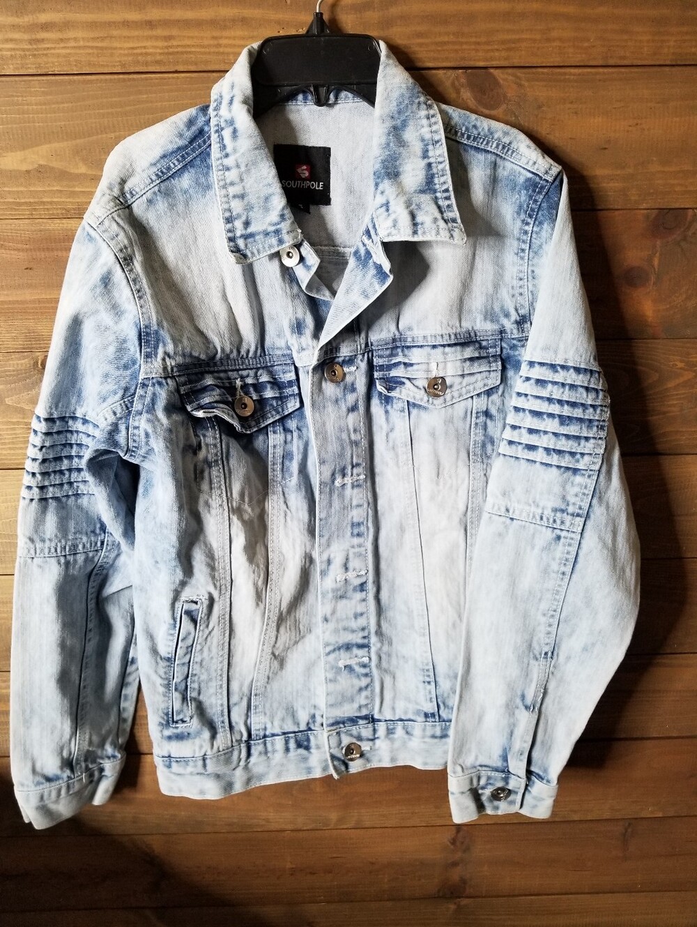 Vtg Southpole Denim Jacket Mens Sm Light Acid Wash Moto 90s Hip Hop Streetwear